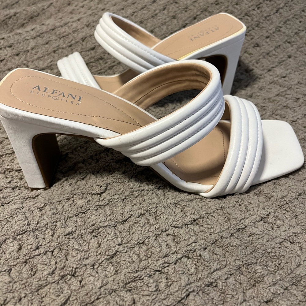 Alfani White Heeled Sandals with Chunky Heel